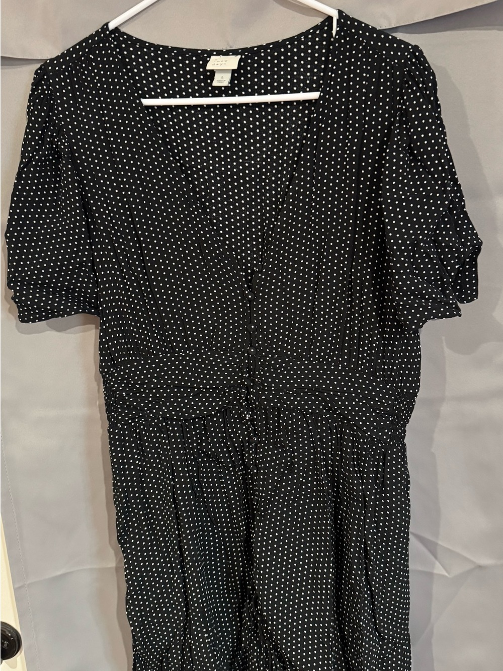 a new day Black Dress with White Polka Dots